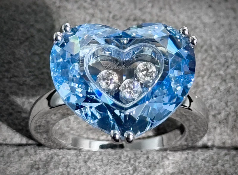 Chopard SO HAPPY  BLUE CRYSTAL HEART RING HEART 5