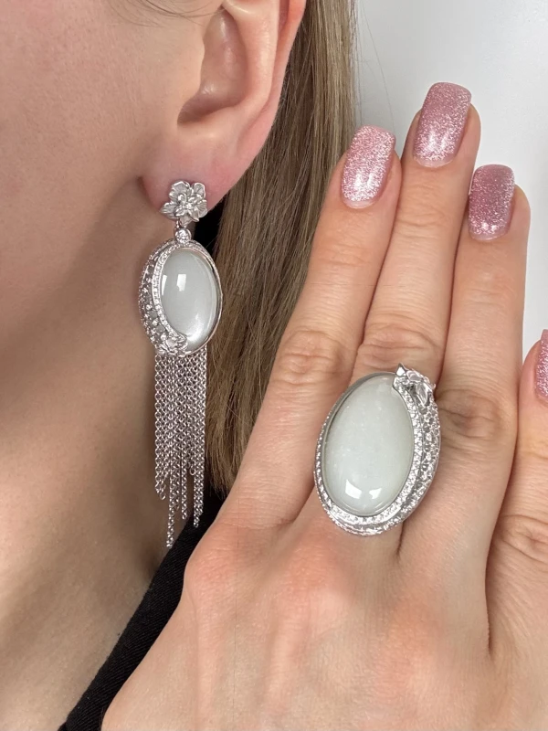 Carrera y carrera  SEDA IMPERIAL SET WHITE GOLD, MOONSTONE AND DIAMONDS DA13600 029919 2