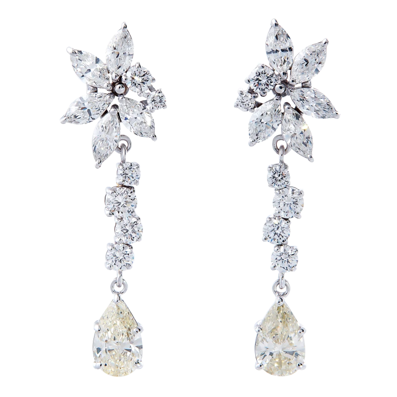 DIAMOND 1.09 - 1.05 CT O-P/VS EARRINGS