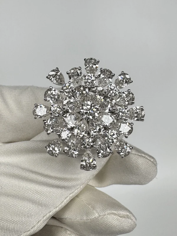 CRIVELLI PEARS & ROUNDS DIAMONDS RING (SIZE 53) 159-C082 2