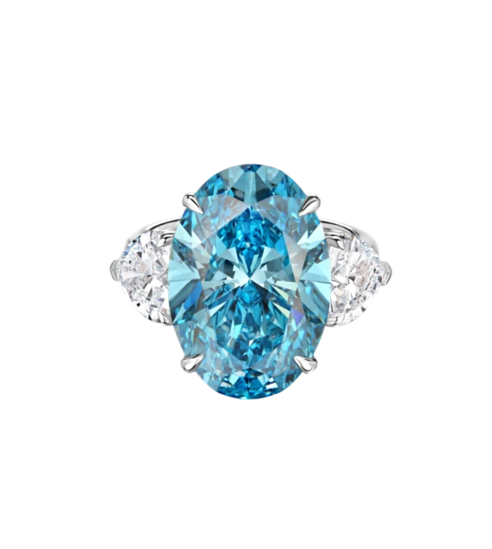 OVAL DIAMONDS 10.19 CT FANCY VIVID BLUE*/VS2 RING (GIA)