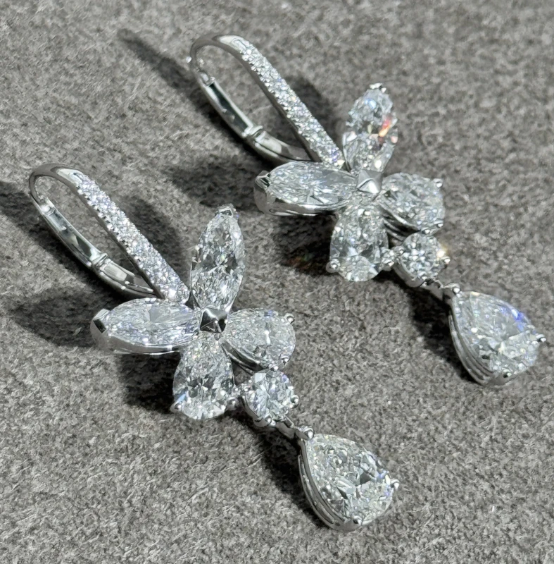 GRAFF DIAMOND BUTTERFLY EARRINGS ON FRENCH WIRES GE 5.64 CT 4