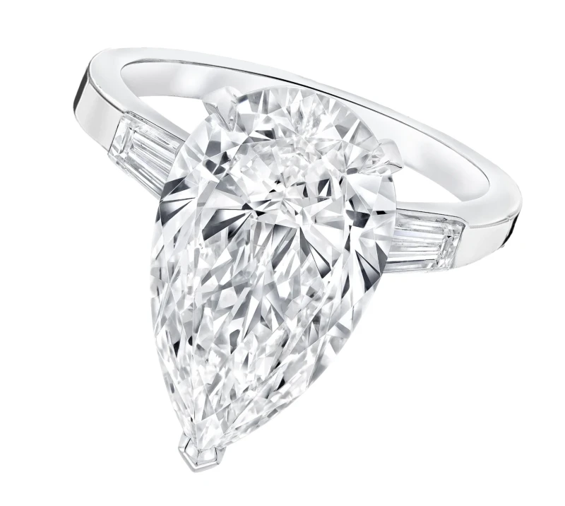 PEARSHAPE 4.06 CT D/IF DIAMOND RING (SIZE 53)