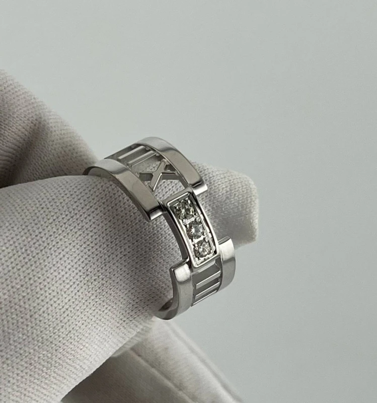 Tiffany & Co ATLAS 3 DIAMONDS OPEN BAND RING (SIZE 55) T&CO 2