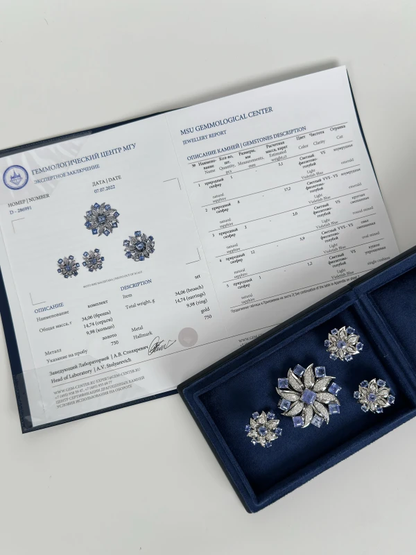 Ювелірні прикраси КОМПЛЕКТ С САПФИРАМИ И БРИЛЛИАНТАМИ nn set d-286991 4