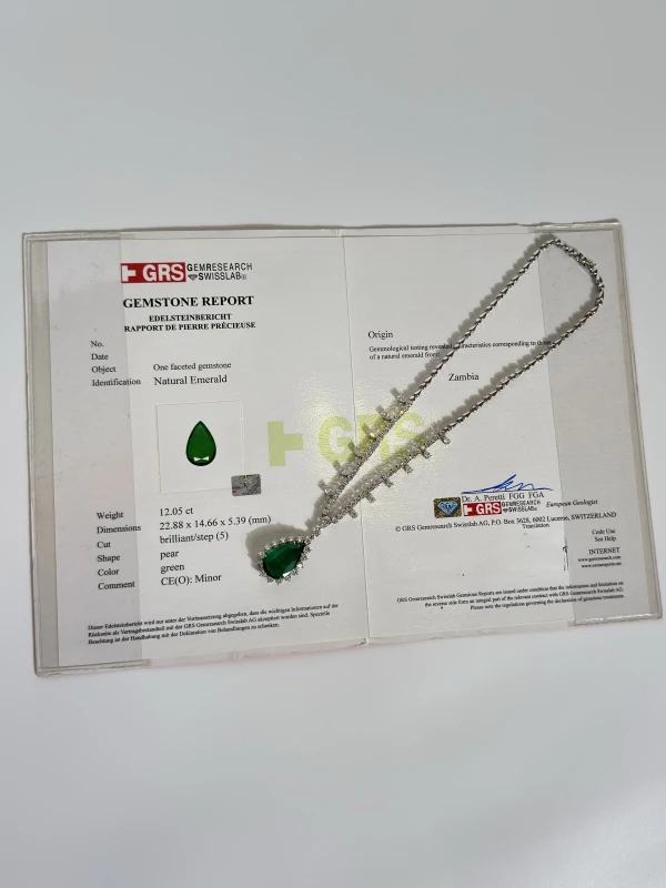 Earrings without a brand EMERALD 12.05 CT GREEN NECKLACE (GRS) Em12.05 6