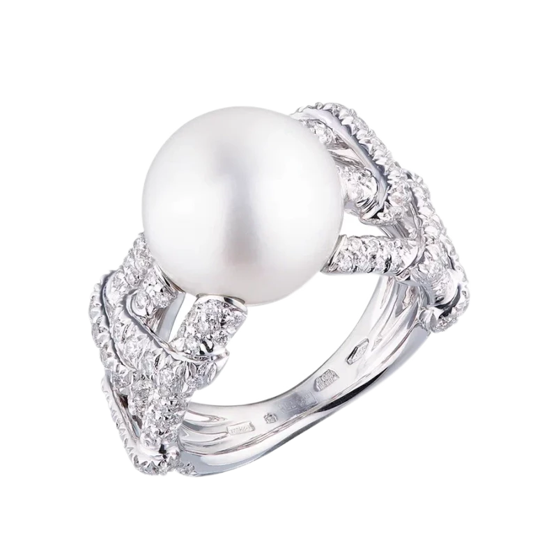 Мikimoto  WHITE GOLD PEARL & DIAMOND RING ringMikimoto