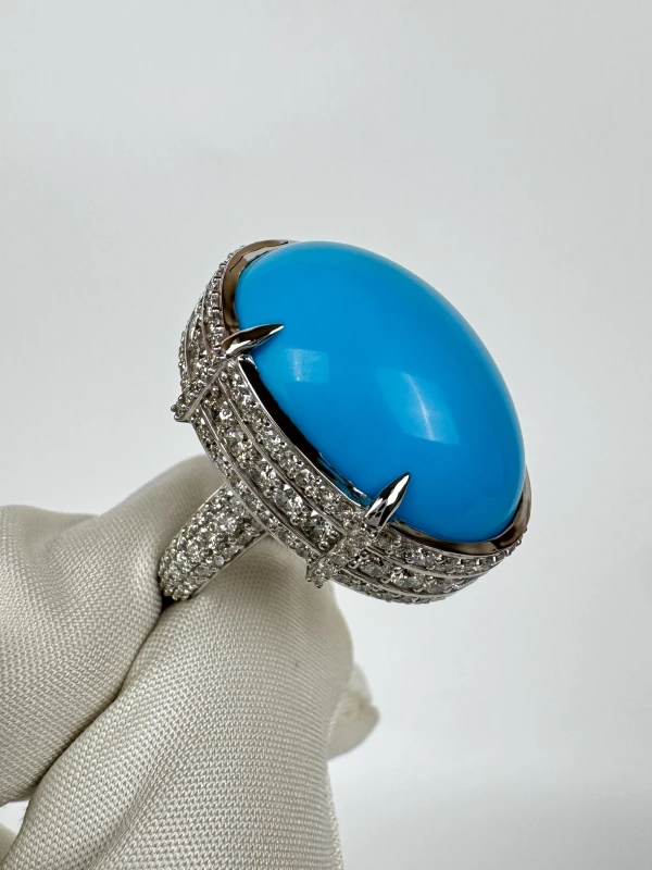 DeRosa TURQUOISE 25.46 CT "SKY BLUE" RING (SIZE 55) R142719 2
