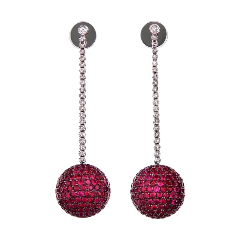 Earrings without a brand RUBY 8.99 CT & DIAMOND SET nnRUBY G/VS+ 2