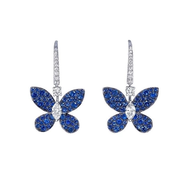 PAVE BUTTERFLY, SAPPHIRE, WHITE GOLD, LARGE MODEL