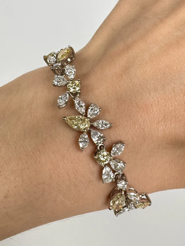 DeRosa PEAR DIAMONDS 6.14 CT FANCY LIGHT YELLOW BRACELET (SIZE 17.0) B155511 5