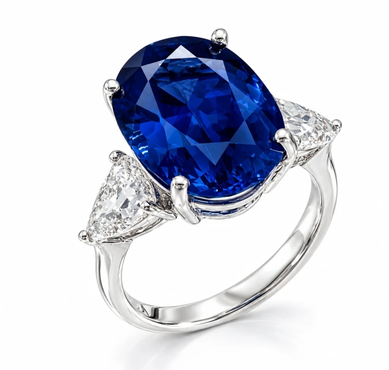OVAL SAPPHIRE 13.35 CT BLUE RING (SIZE 51) GRS (SRI LANKA)