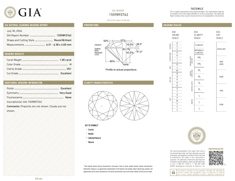 Earrings without a brand ROUND DIAMOND 1.00-1.00 CT H/VS1 EARRINGS (GIA) 2862-NN1.00-1.00 H/VS1 3
