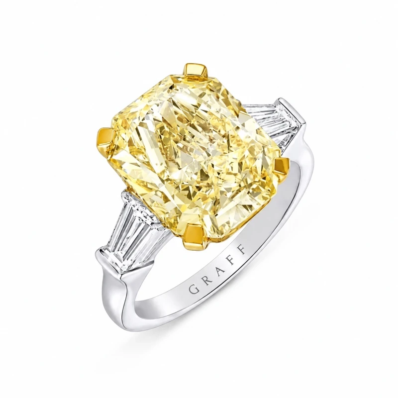 RADIANT DIAMOND 4.06 CT FANCY YELLOW/VVS1 RING (GIA) SIZE 51