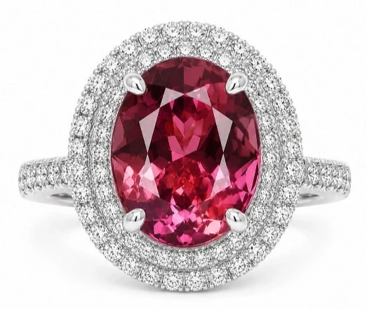 КОЛЬЦО ИЗ БЕЛОГО ЗОЛОТА С ТУРМАЛИНОМ 2,78CT