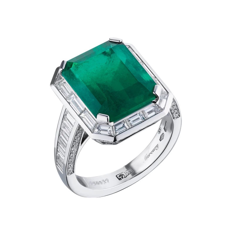 EMERALD AND DIAMOND RING 11.56 CT (COLOMBIA) GRS