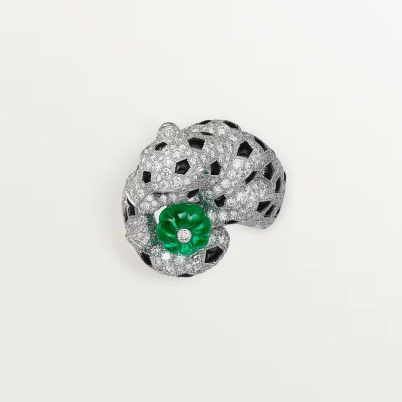 Cartier PANTHÈRE DE CARTIER RING, MELON-CUT EMERALD, PAVED (SIZE 55) H4384255 7