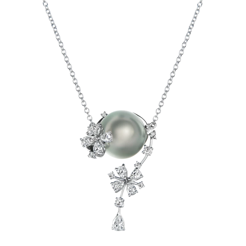 PEARL 13.6 MM & DIAMONDS PENDANT