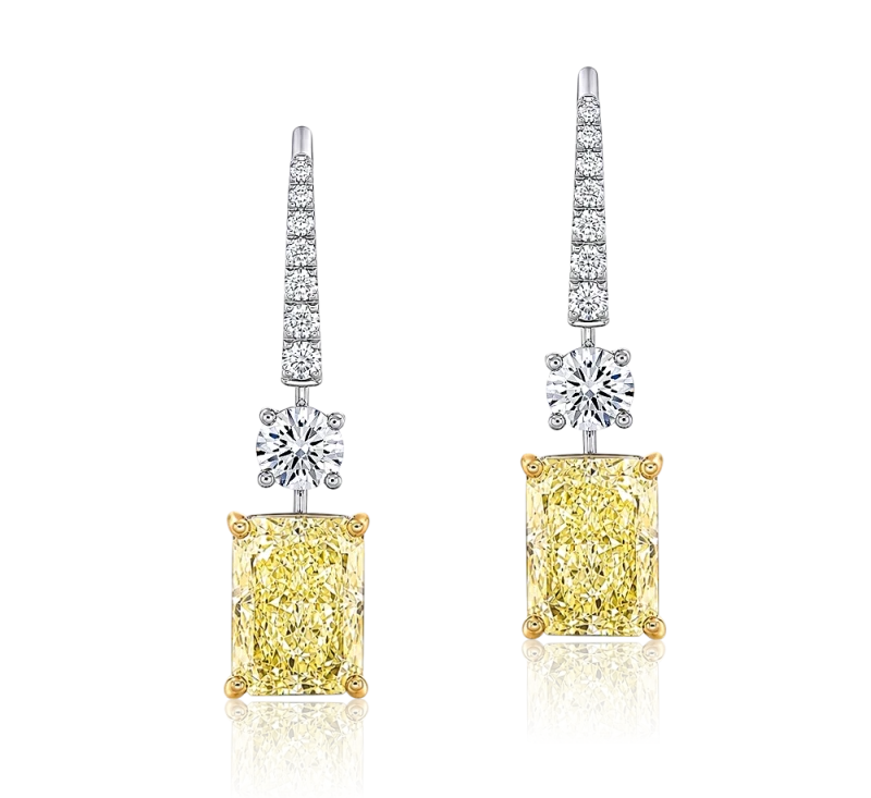 RADIANT DIAMOND 4.17-4.03 CT U-V/VVS2 EARRINGS