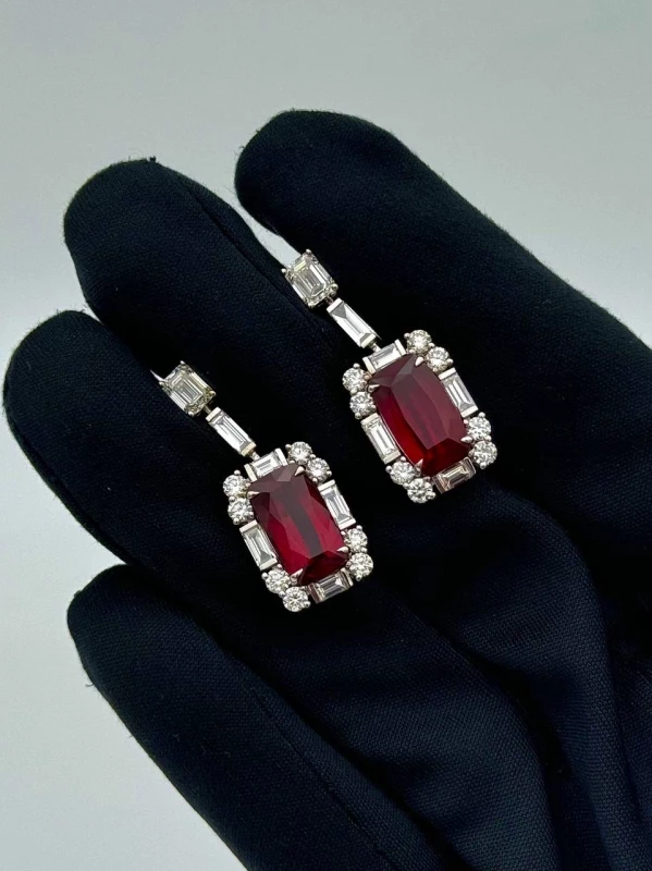 DeRosa RUBY RECTANGULAR CUSHION EARRINGS  8.18 CT E82311166 1