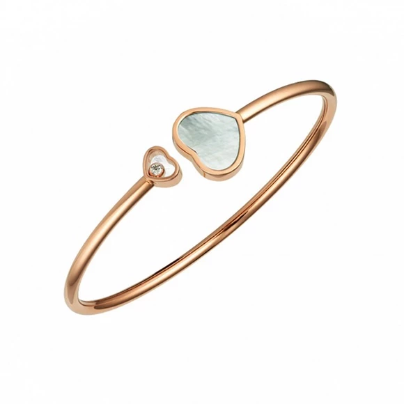 HAPPY HEARTS BANGLE, MOTHER OF PEARL, ROSE GOLD