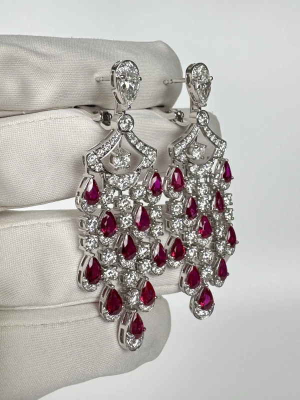 RalfDiamonds PEAR RUBY 7.00 CT & DIAMONDS 6.92 CT EARRINGS RFD7854 4