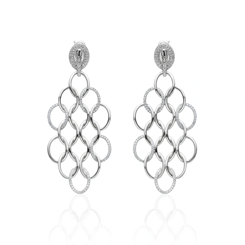 OLYMPIC EARRINGS, WHITE GOLD, DIAMONDS 1.67 CT H/VS