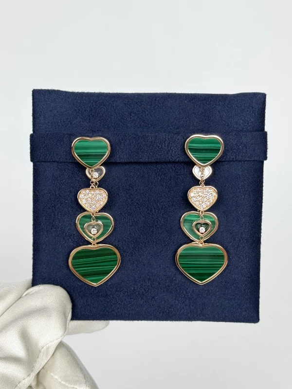 Chopard HAPPY HEARTS MALACHITE EARRINGS 83A482-5114 3