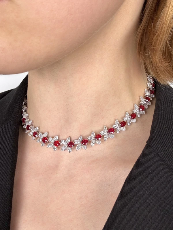 Earrings without a brand RUBY 23.82 CT AND DIAMOND 23.73 CT NECKLACE (GIA/GUILD/AIGS) NN23.82 3