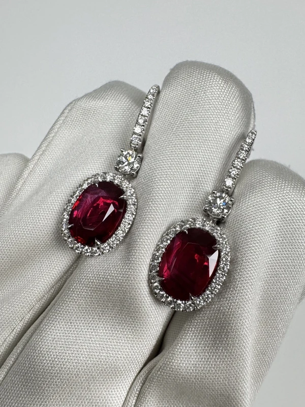 Earrings without a brand DIAMOND & RUBY 4.48 CT EARRINGS (GRS, No H!) NN4.48CT 4