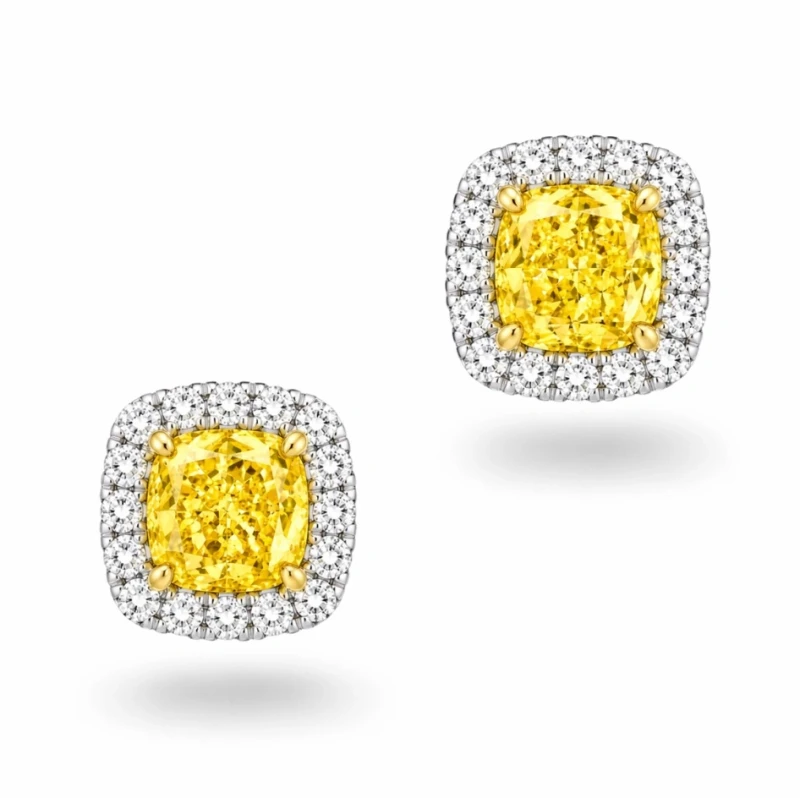 DIAMOND 3.02 CT FANCY LIGHT YELLOW/VS1 EARRINGS (GIA)