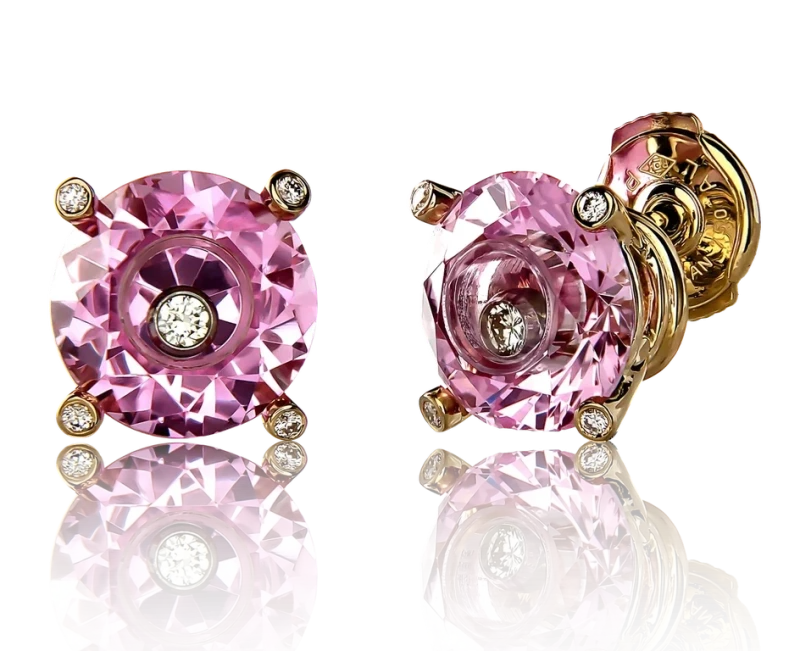 SO HAPPY EARRINGS. PINK CRYSTAL
