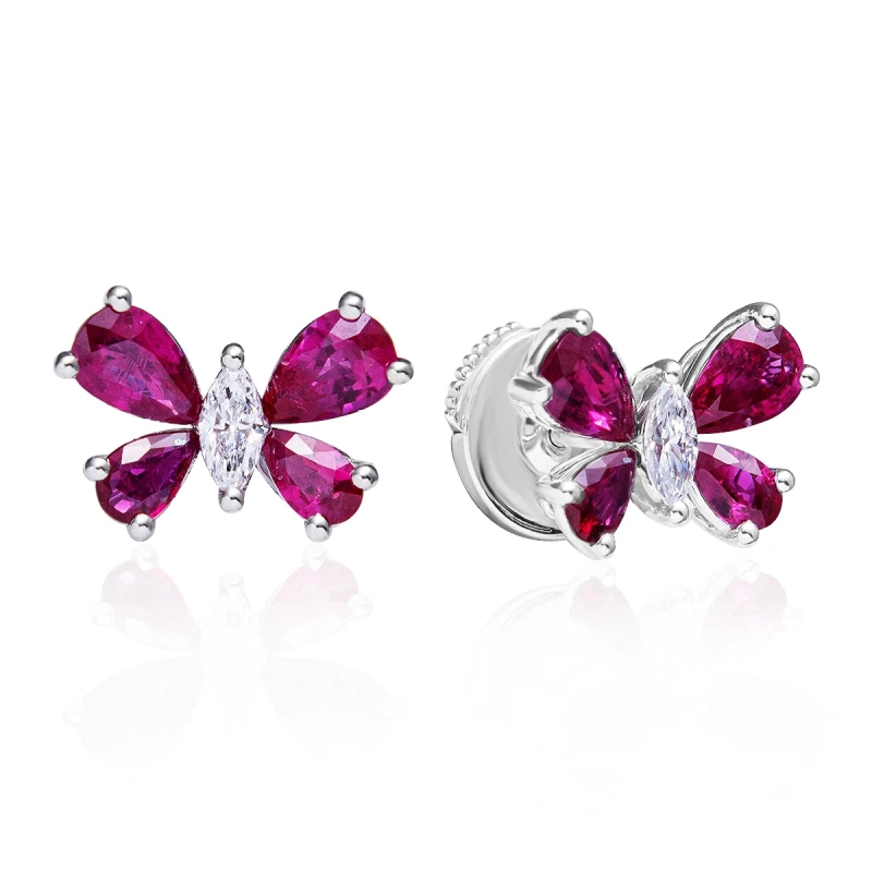 BUTTERFLY RUBIES AND DIAMONDS EARRINGS