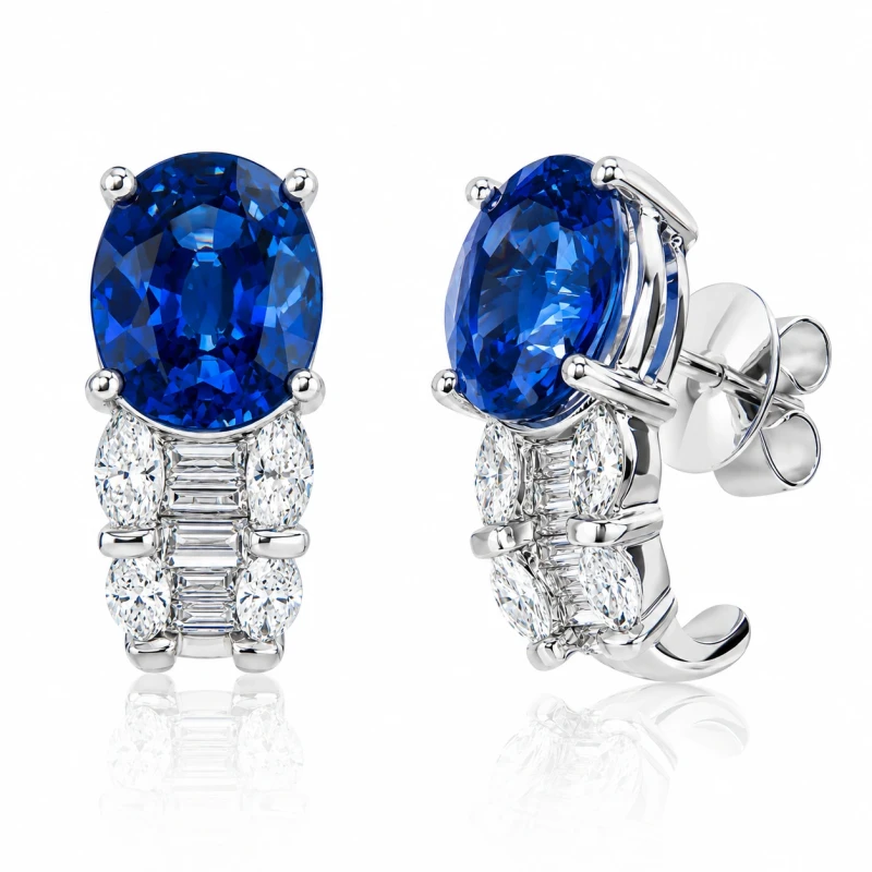 Sapphire 7.00 ct Blue Earrings