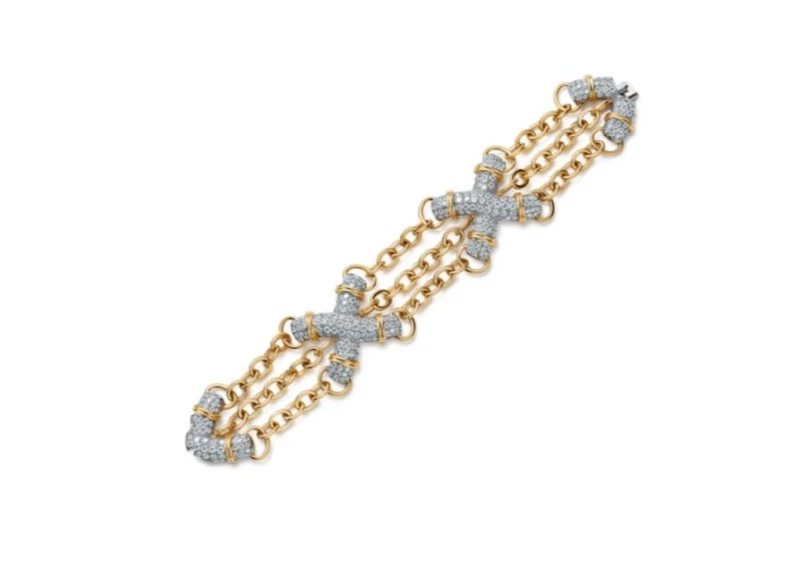 X Link Bracelet in Platinum and Yellow Gold