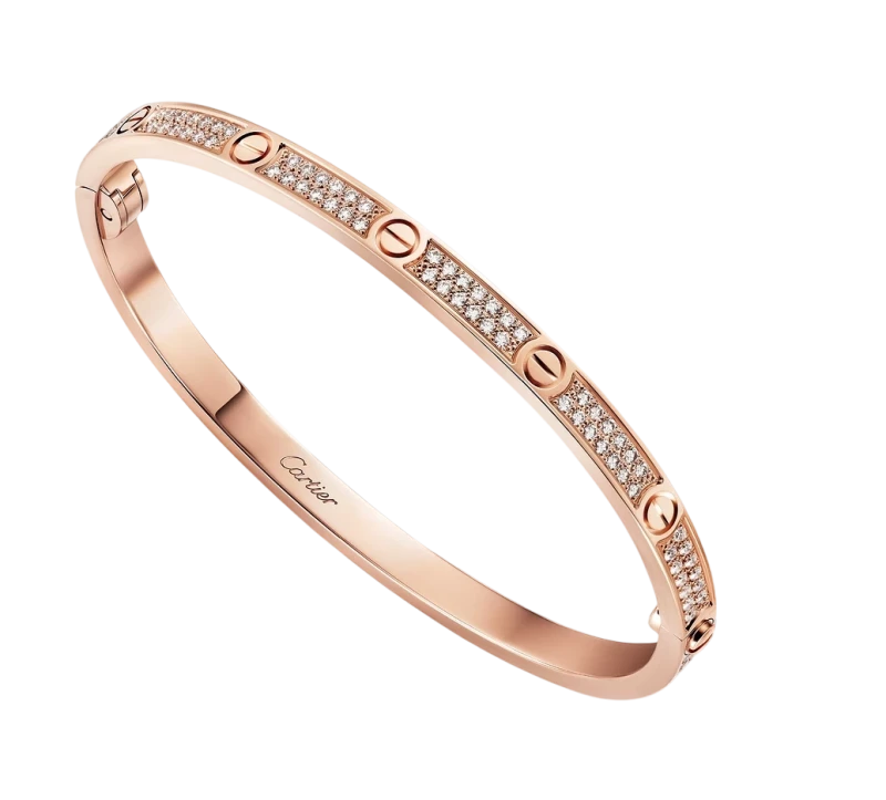 LOVE BRACELET, SMALL MODEL, PINK GOLD, DIAMONDS (SIZE 18)