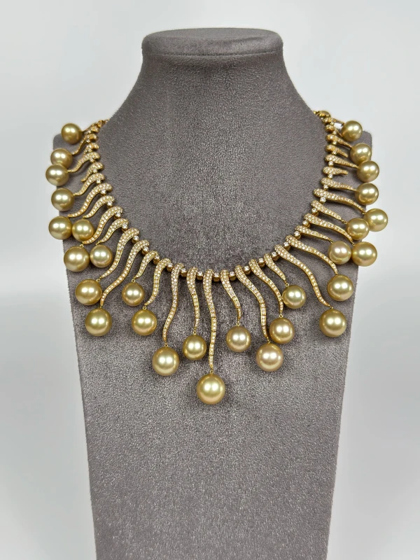 СЕРЬГИ NO NAME DIAMOND 10.52 CT and PEARL 9.75 - 12.78 NECKLACE NN0804 3