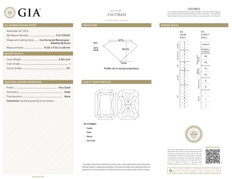 Earrings without a brand DIAMOND 5.48 CT I/SI1 RING (GIA) 5.48CT 1