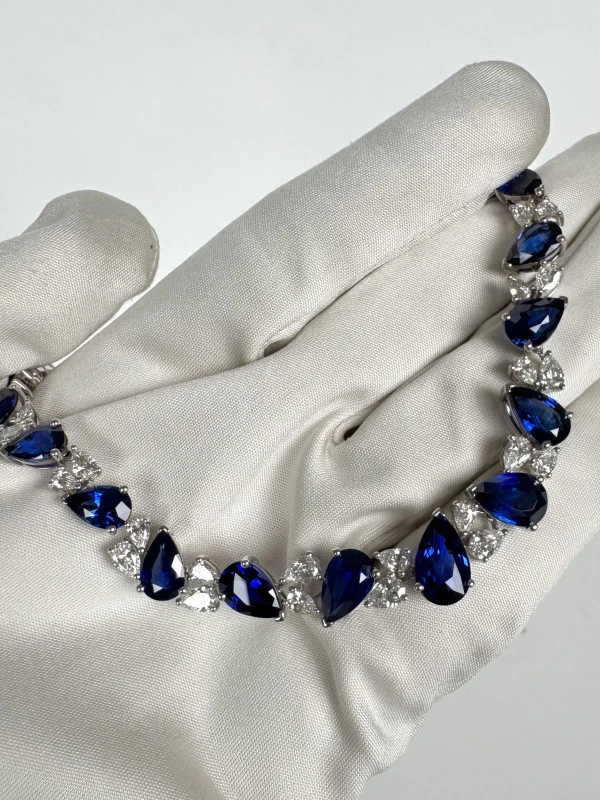 DeRosa PEAR SAPPHIRES 47.92 CT "ROYAL BLUE" AND PEAR DIAMONDS 9.58 CT NECKLACE (GRS, BELLEROPHON) N050440 4