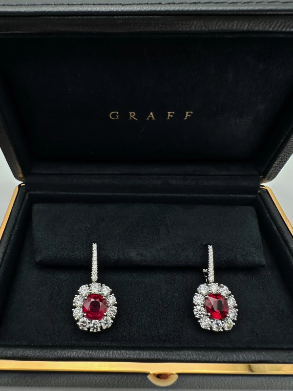 GRAFF RUBY & DIAMOND EARRINGS GE Ruby 4.03 CT 2