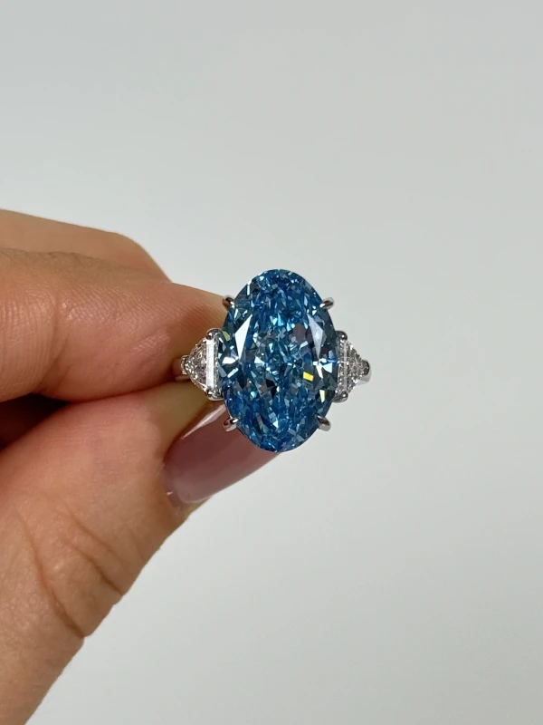 No name OVAL DIAMONDS 10.19 CT FANCY VIVID BLUE*/VS2 RING (GIA) NN10.19FVD 2