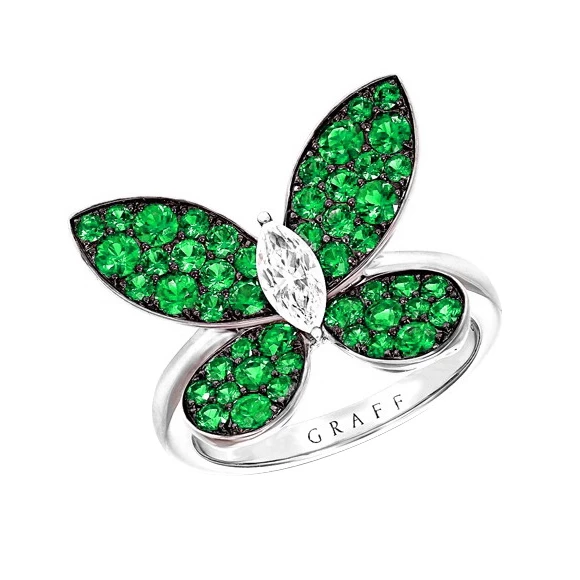 PAVE BUTTERFLY EMERALD RING