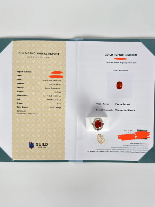 Earrings without a brand NATURALE SPESSARTITE GARNET 10.58 CT RING (SIZE 53) NN10.58CT 6
