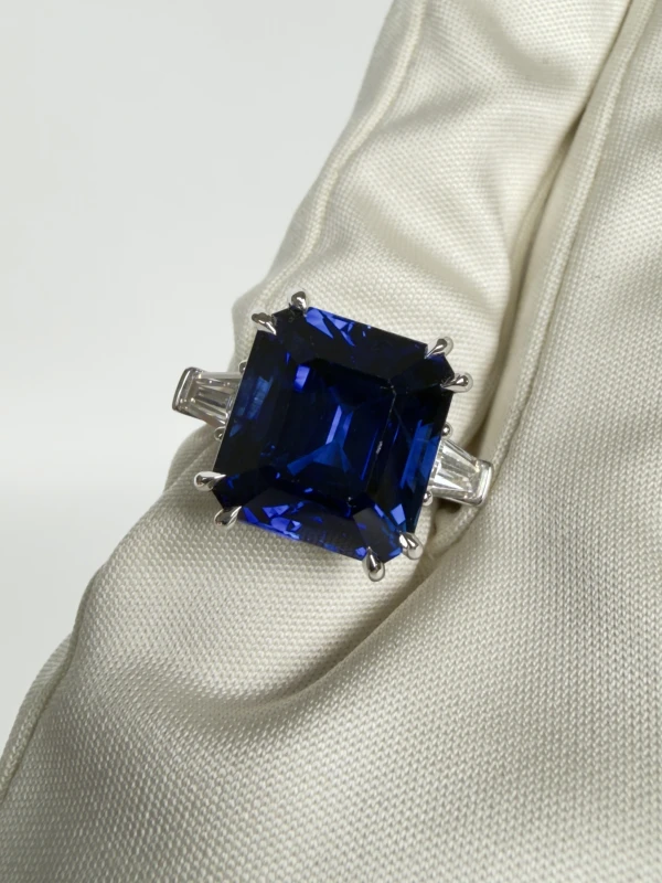 No name OCTAGONAL SAPPHIRE 15.05 CT ROYAL BLUE RING (GRS) sp15.05ct 4