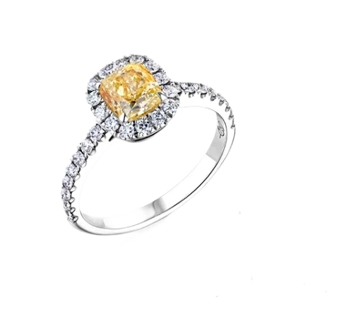 КОЛЬЦО С БРИЛЛИАНТОМ 0,90 CT FANCY YELLOW/ SI2