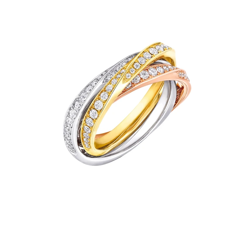 Triple Spiral Pavé Diamond Ring (SIZE 53)