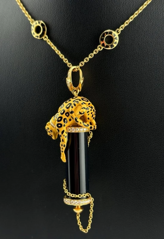 MAGERIT BLACK ONYX LEOPARD NECKLACE 1654.1 10