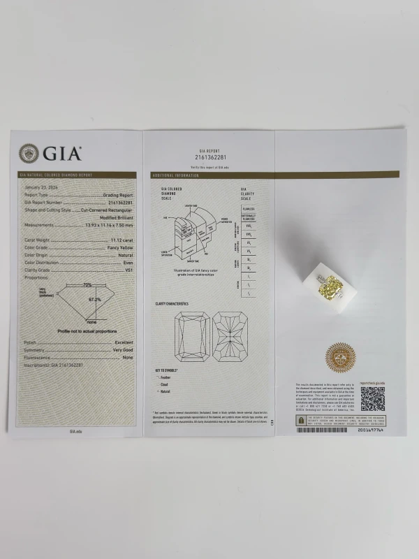 Earrings without a brand RADIANT DIAMOND 11.12 CT FANCY YELLOW/VS1 RING (GIA) NN11.12FY 5