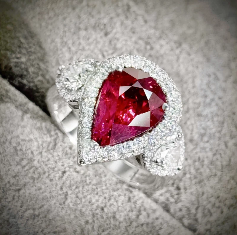 СЕРЬГИ NO NAME С РУБИНОМ 3.54 СТ И БРИЛЛИАНТАМИ RUBY 3.54 CT 5