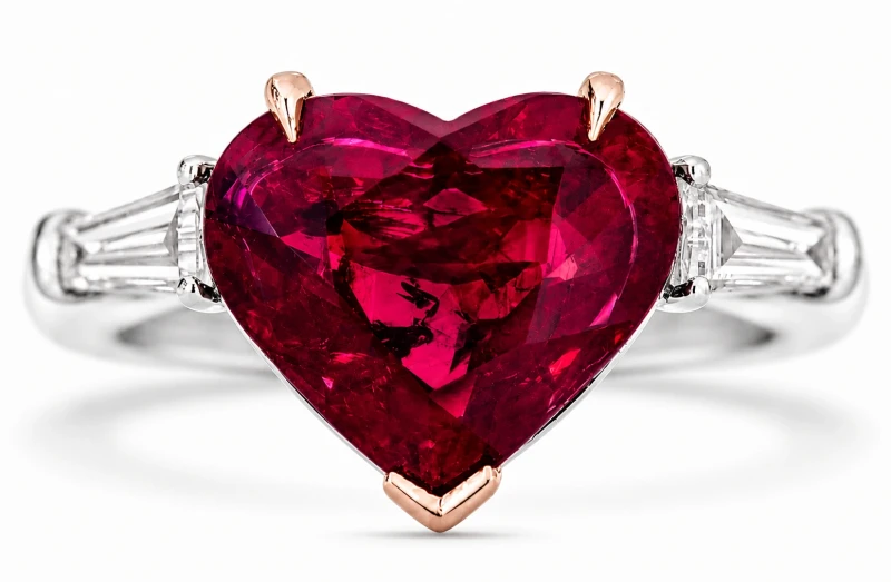 HEART RUBY 3.02 CT "PIGEONS BLOOD" RING (GRS)